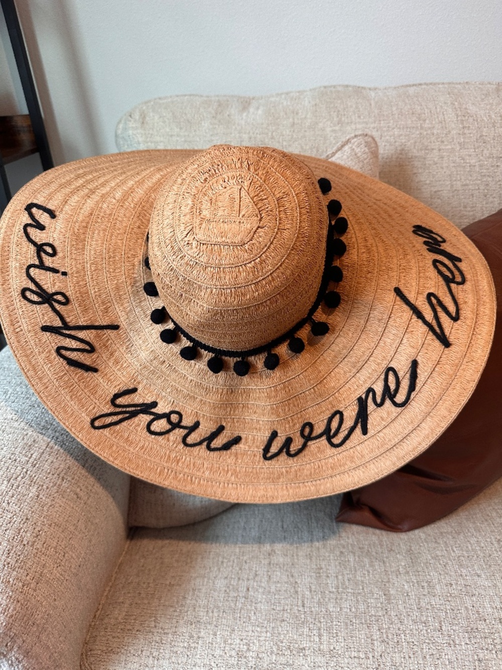 NWT Mud Pie “Wish You Were Here” Oversized Floppy Sun Hat - Picture 2 of 5